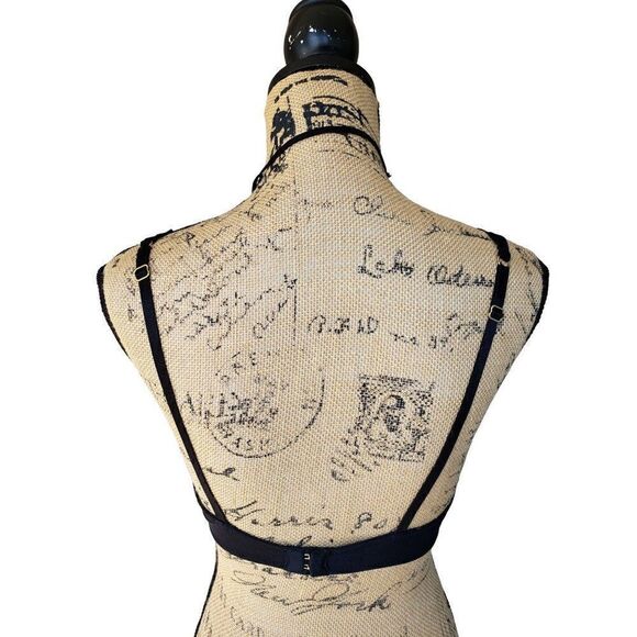 Women's Bra 32D Lace Plunge Double Push up Black Molded Sexy Bra 32D - Picture 5 of 7